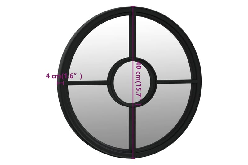 Trädgårdsspegel svart 40x4 cm rund järn för utomhusbruk - Svart - Väggspegel - Hallspegel