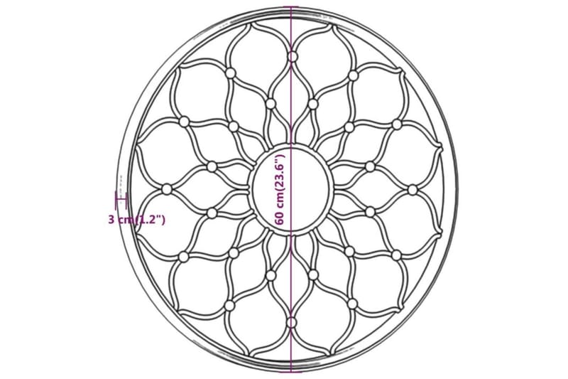 Trädgårdsspegel svart 60x3 cm rund järn för utomhusbruk - Svart - Inredning - Speglar - Väggspegel