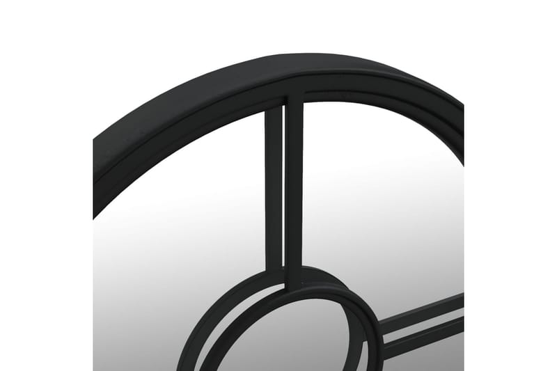 Trädgårdsspegel svart 60x4 cm rund järn för utomhusbruk - Svart - Väggspegel - Hallspegel