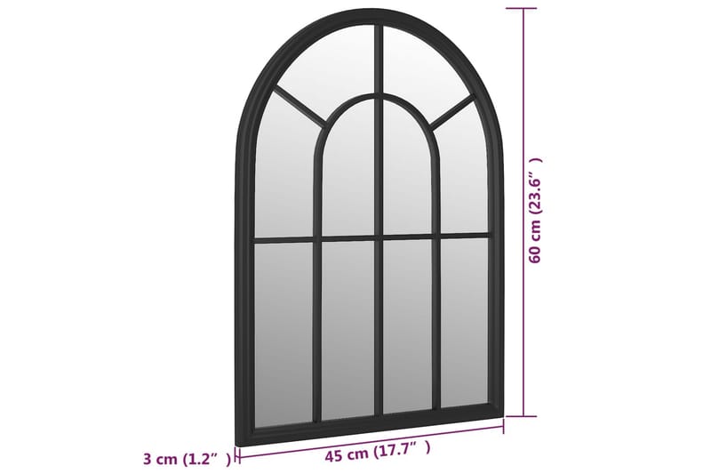 Trädgårdsspegel svart 60x45 cm järn för utomhusbruk - Svart - Väggspegel - Hallspegel