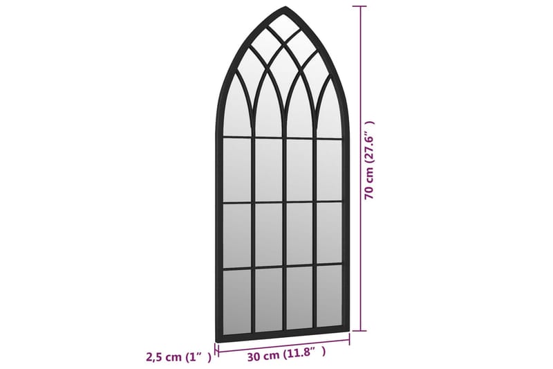 Trädgårdsspegel svart 70x30 cm järn för utomhusbruk - Svart - Inredning - Speglar - Väggspegel