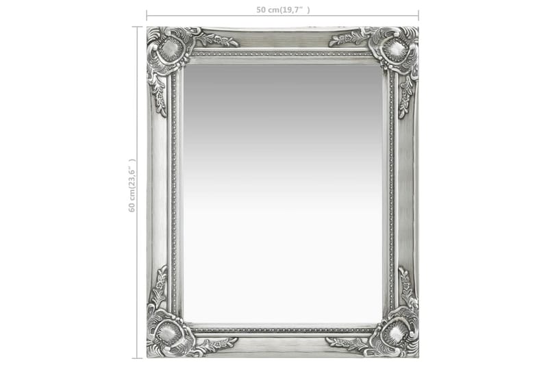 Väggspegel barockstil 50x60 cm silver - Silver - Väggspegel - Hallspegel