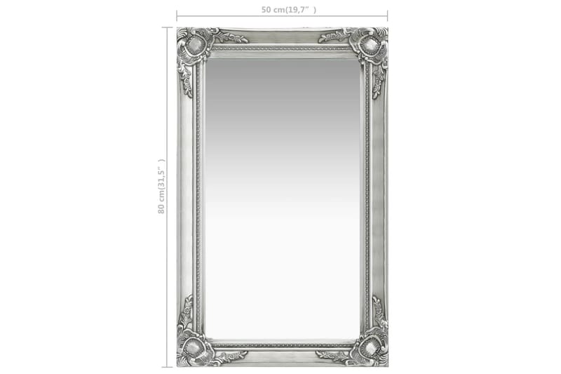 Väggspegel barockstil 50x80 cm silver - Silver - Väggspegel - Hallspegel