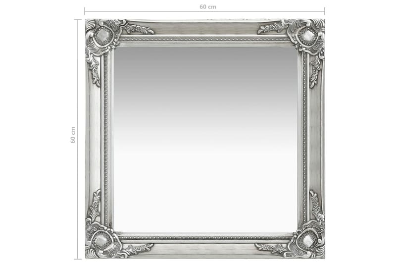 Väggspegel barockstil 60x60 cm silver - Silver - Väggspegel - Hallspegel