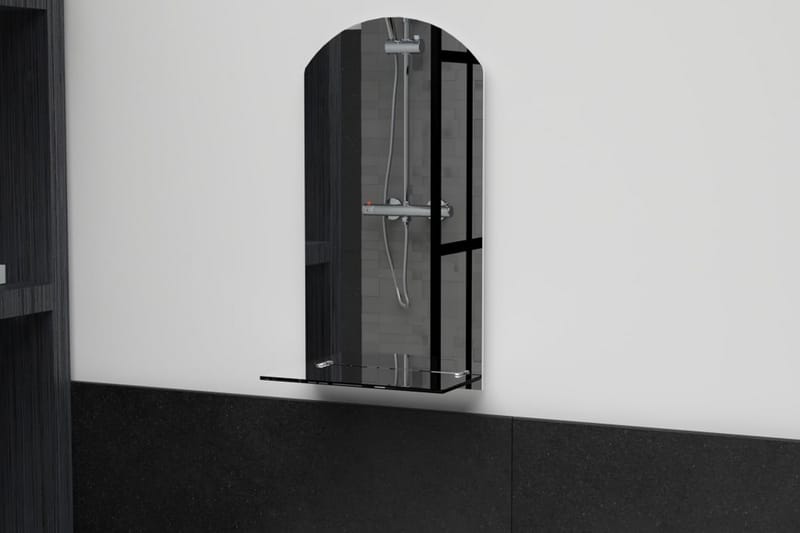Väggspegel med hylla 20x40 cm härdat glas - Silver - Spegel med belysning - Väggspegel - Hallspegel - Helkroppsspegel - Spegel med hylla
