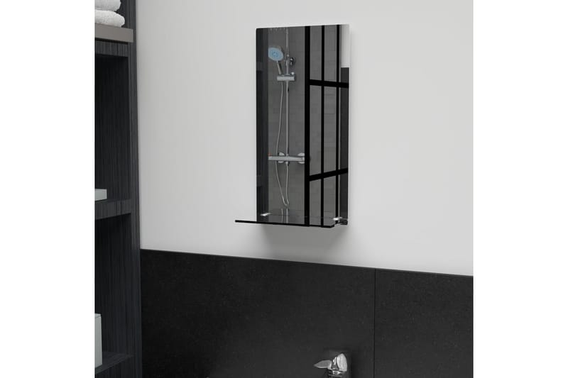 Väggspegel med hylla 20x40 cm härdat glas - Silver - Väggspegel - Hallspegel