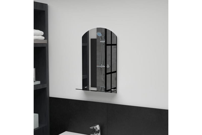 Väggspegel med hylla 30x50 cm härdat glas - Silver - Väggspegel - Hallspegel