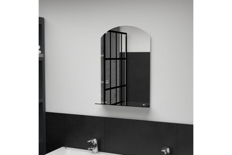 Väggspegel med hylla 40x60 cm härdat glas - Silver - Väggspegel - Hallspegel