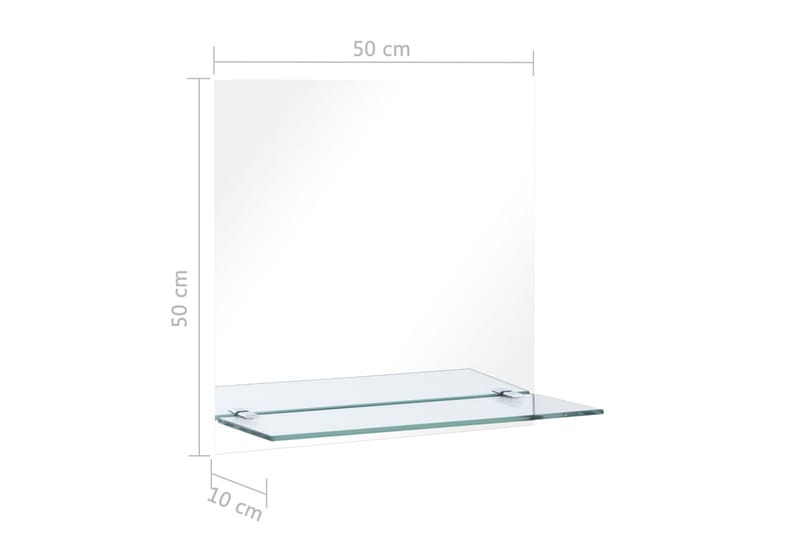 Väggspegel med hylla 50x50 cm härdat glas - Silver - Väggspegel - Hallspegel