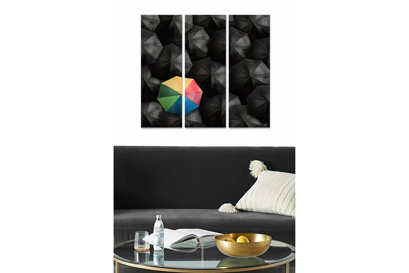 Canvastavla Abstract 3-pack Flerfärgad - 20x50 cm - Canvastavlor