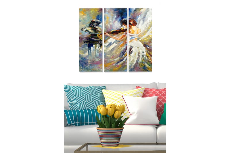 Canvastavla Abstract 3-pack Flerfärgad - 20x50 cm - Inredning - Tavlor & konst - Canvastavlor