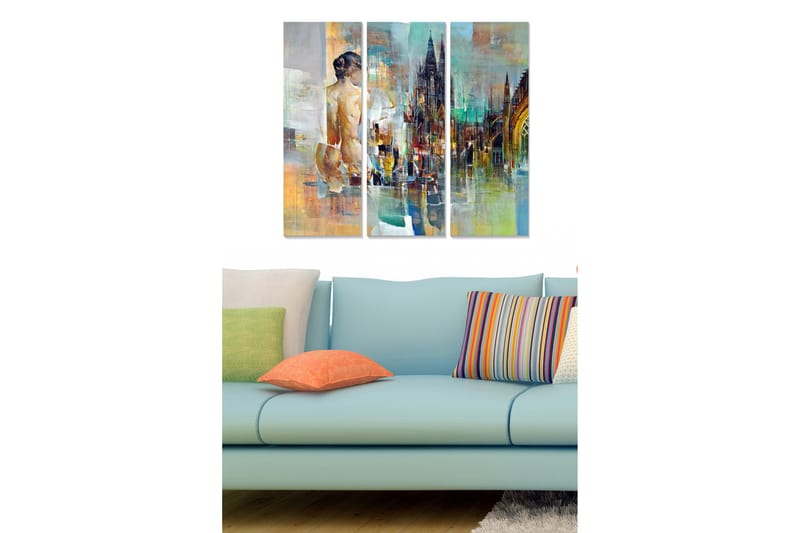 Canvastavla Abstract 3-pack Flerfärgad - 20x50 cm - Inredning - Tavlor & konst - Canvastavlor