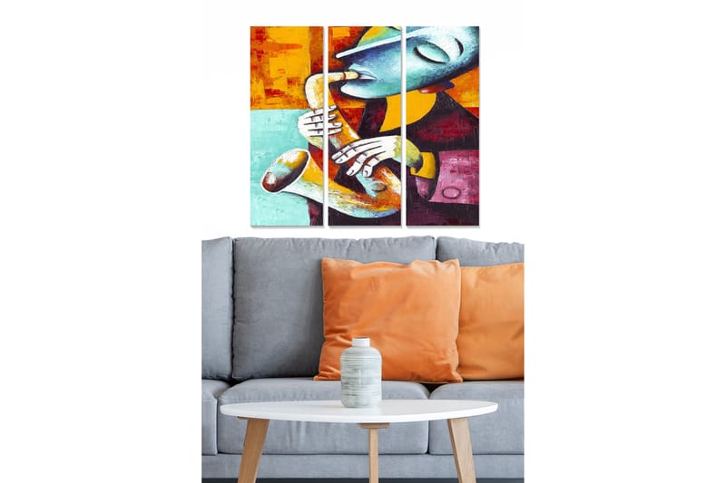 Canvastavla Abstract 3-pack Flerfärgad - 20x50 cm - Canvastavlor