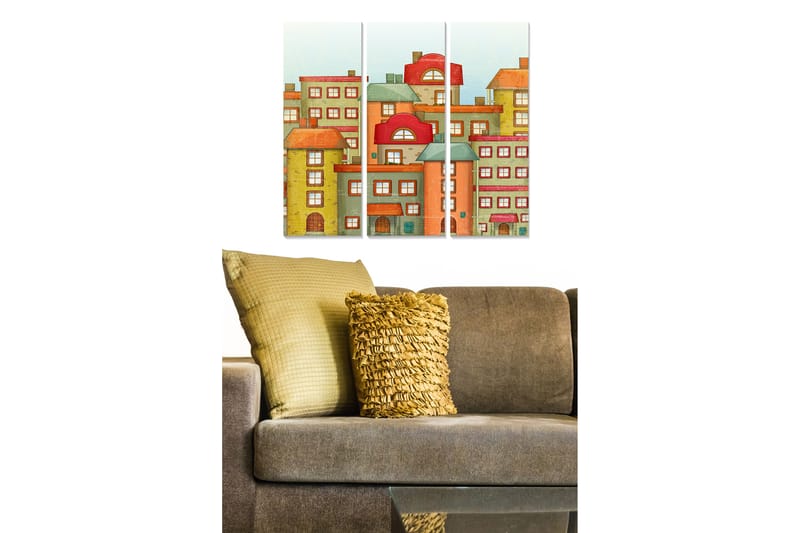 Canvastavla City 3-pack Flerfärgad - 20x50 cm - Inredning - Tavlor & konst - Canvastavlor