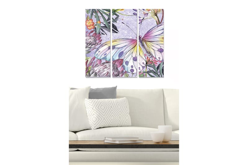 Canvastavla Floral 3-pack Flerfärgad - 20x50 cm - Canvastavlor