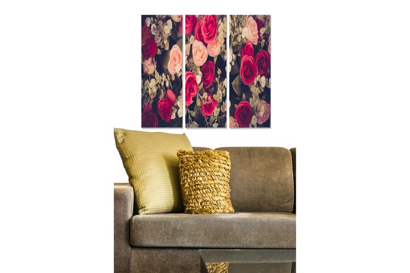 Canvastavla Floral 3-pack Flerfärgad - 20x50 cm - Canvastavlor