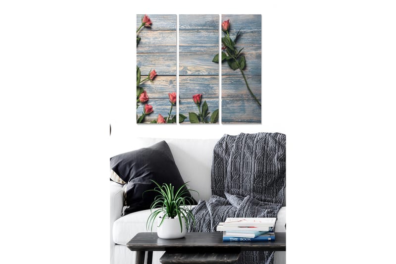 Canvastavla Floral 3-pack Flerfärgad - 20x50 cm - Canvastavlor