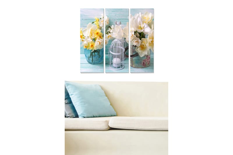 Canvastavla Floral 3-pack Flerfärgad - 20x50 cm - Canvastavlor