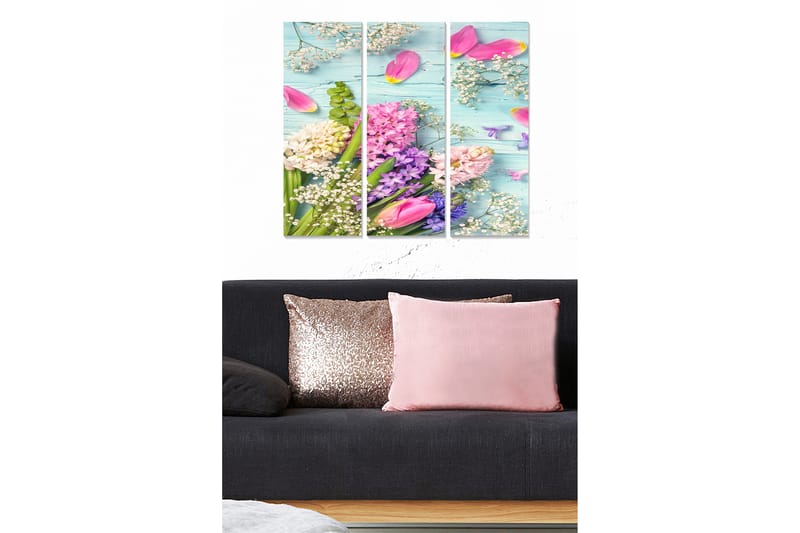 Canvastavla Floral 3-pack Flerfärgad - 20x50 cm - Canvastavlor