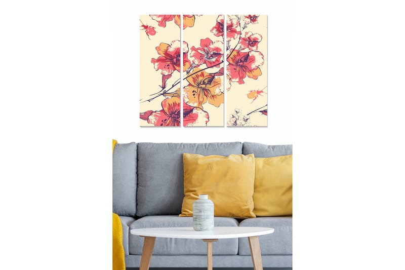 Canvastavla Floral 3-pack Flerfärgad - 20x50 cm - Canvastavlor