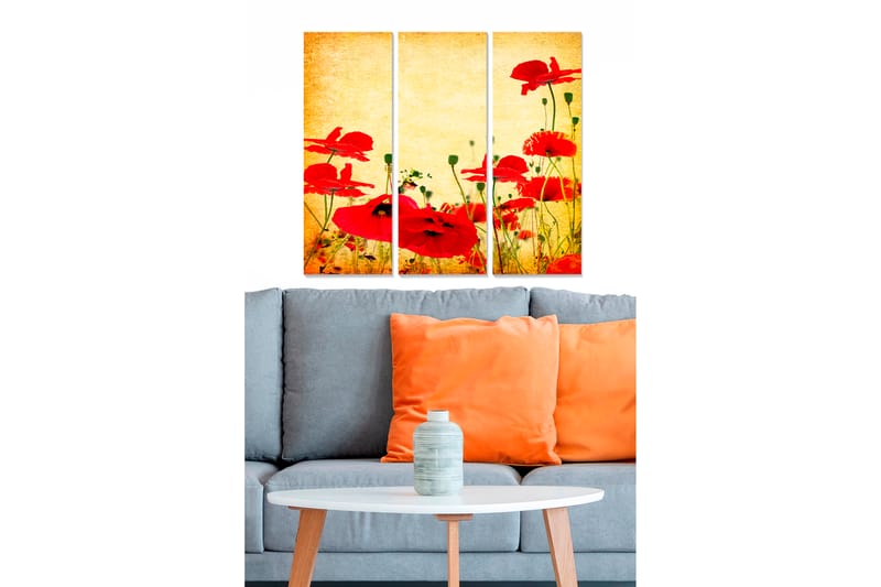 Canvastavla Floral 3-pack Flerfärgad - 20x50 cm - Canvastavlor