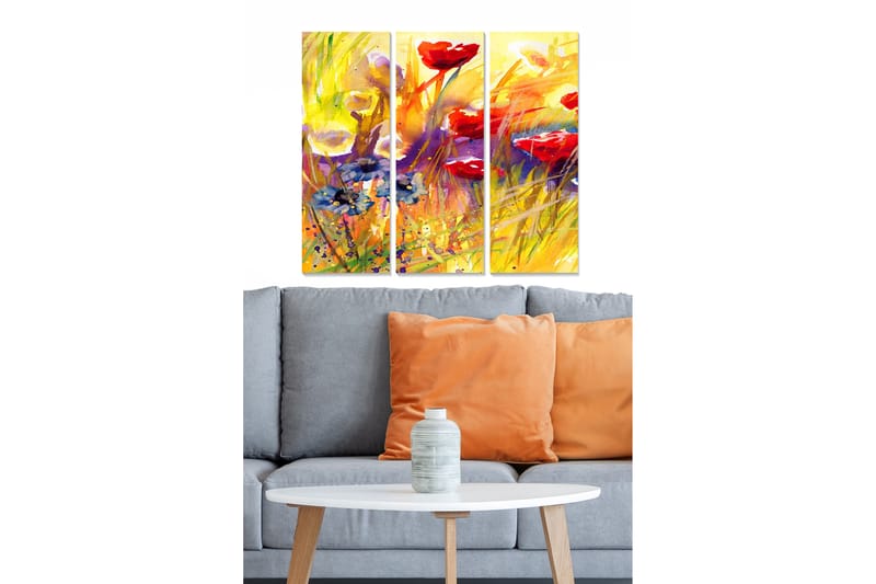 Canvastavla Floral 3-pack Flerfärgad - 20x50 cm - Canvastavlor