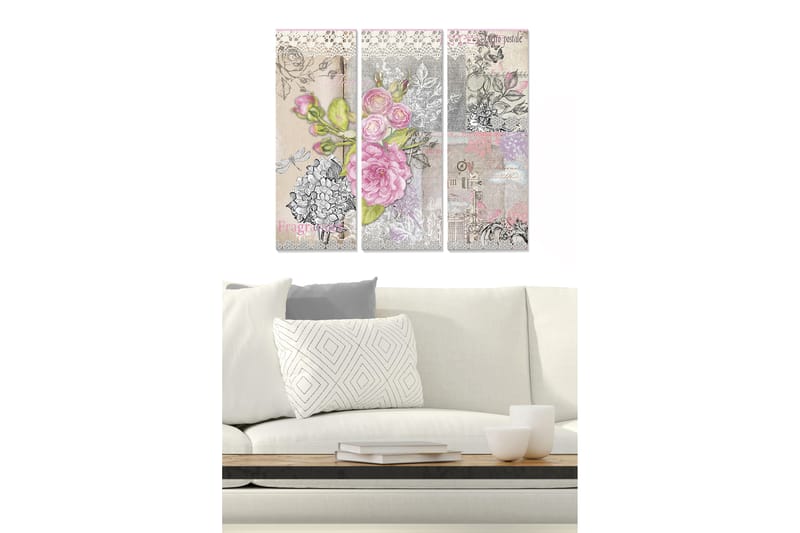 Canvastavla Floral 3-pack Flerfärgad - 20x50 cm - Canvastavlor