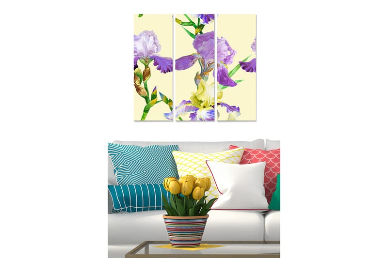 Canvastavla Floral 3-pack Flerfärgad - 20x50 cm - Canvastavlor