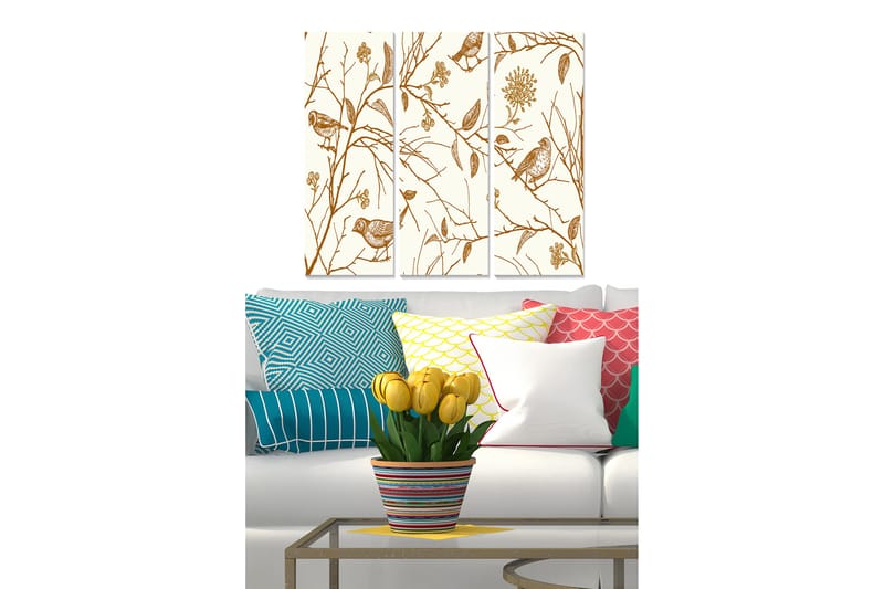 Canvastavla Floral 3-pack Flerfärgad - 20x50 cm - Canvastavlor