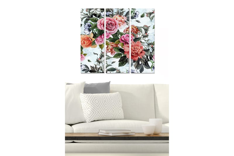 Canvastavla Floral 3-pack Flerfärgad - 20x50 cm - Inredning - Tavlor & konst - Canvastavlor