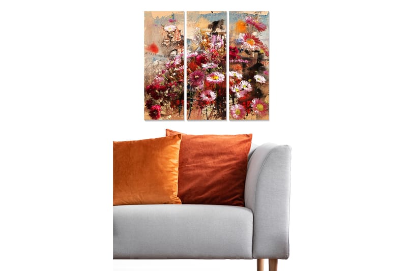 Canvastavla Floral 3-pack Flerfärgad - 20x50 cm - Inredning - Tavlor & konst - Canvastavlor