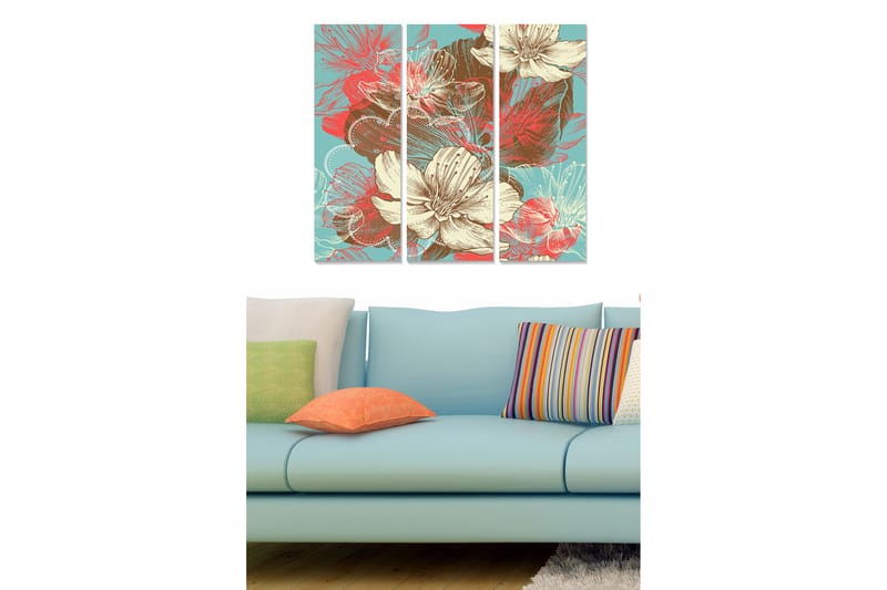 Canvastavla Floral 3-pack Flerfärgad - 20x50 cm - Inredning - Tavlor & konst - Canvastavlor