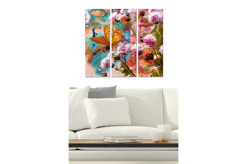 Canvastavla Floral 3-pack Flerfärgad - 20x50 cm - Inredning - Tavlor & konst - Canvastavlor