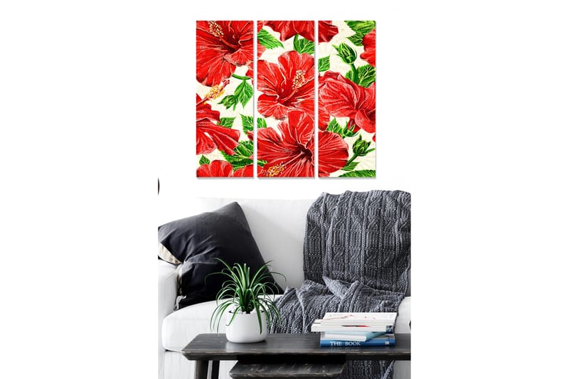 Canvastavla Floral 3-pack Flerfärgad - 20x50 cm - Canvastavlor