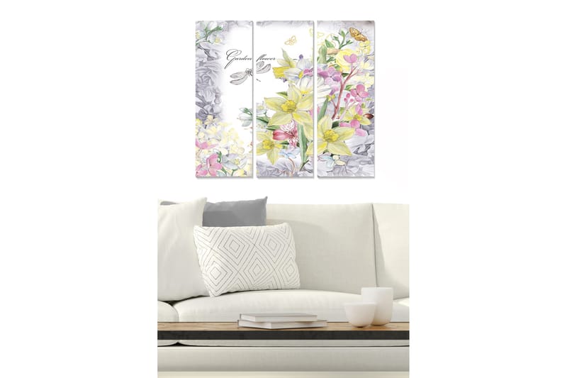 Canvastavla Floral 3-pack Flerfärgad - 20x50 cm - Canvastavlor