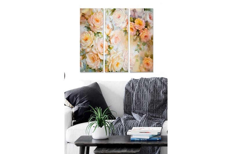 Canvastavla Floral 3-pack Flerfärgad - 20x50 cm - Canvastavlor