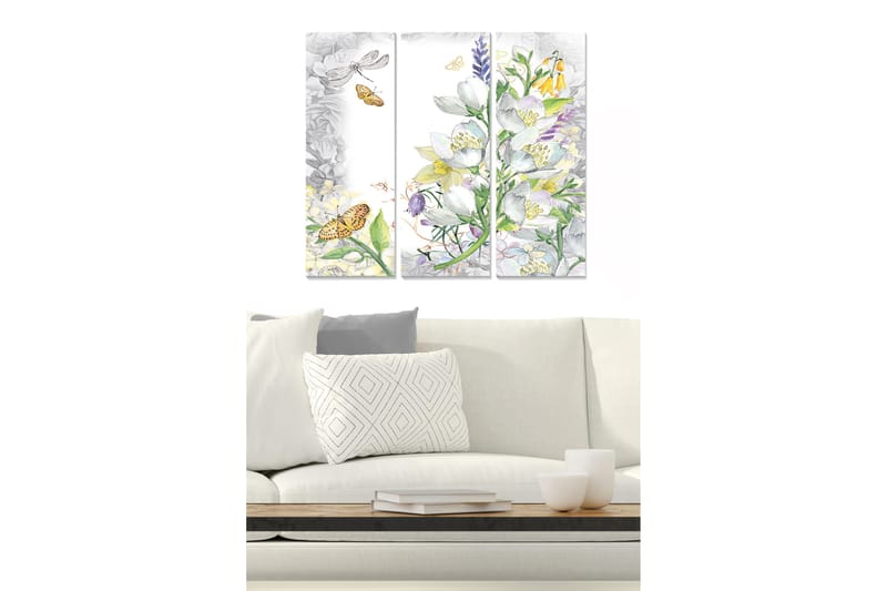 Canvastavla Floral 3-pack Flerfärgad - 20x50 cm - Canvastavlor