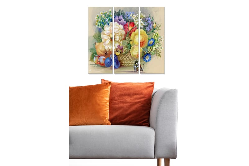 Canvastavla Floral 3-pack Flerfärgad - 20x50 cm - Canvastavlor