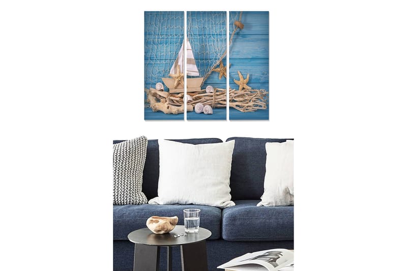 Canvastavla Nautical 3-pack Flerfärgad - 20x50 cm - Inredning - Tavlor & konst - Canvastavlor