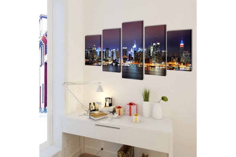 Canvastavlor set om 5 New York Skyline 100x50 cm - Flerfärgad - Canvastavlor