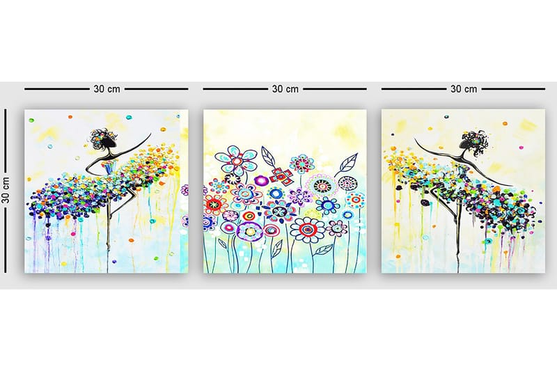 Decorative Canvas Painting (3 Pieces) 30x30 - Inredning - Tavlor & konst - Canvastavlor