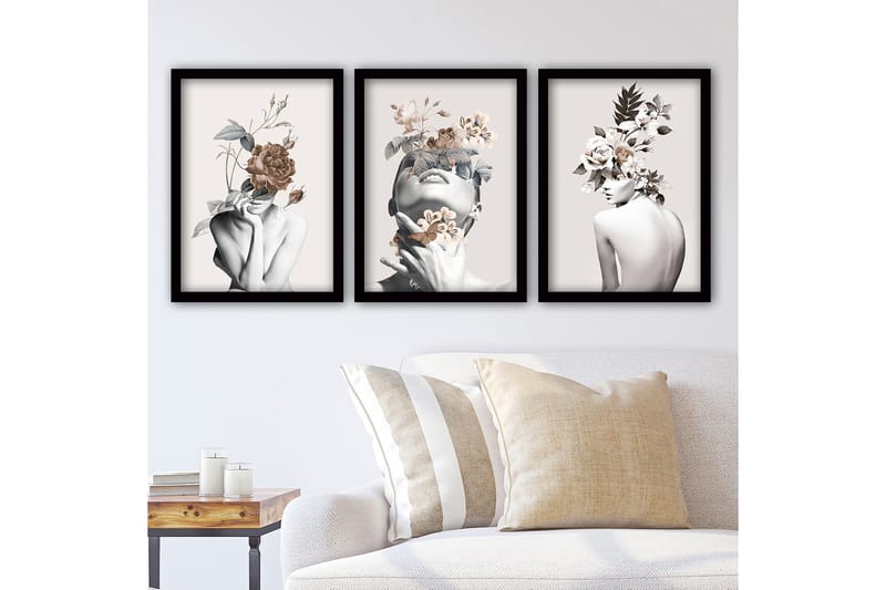 Decorative Framed Painting (3 Pieces) 35x45 - Canvastavlor