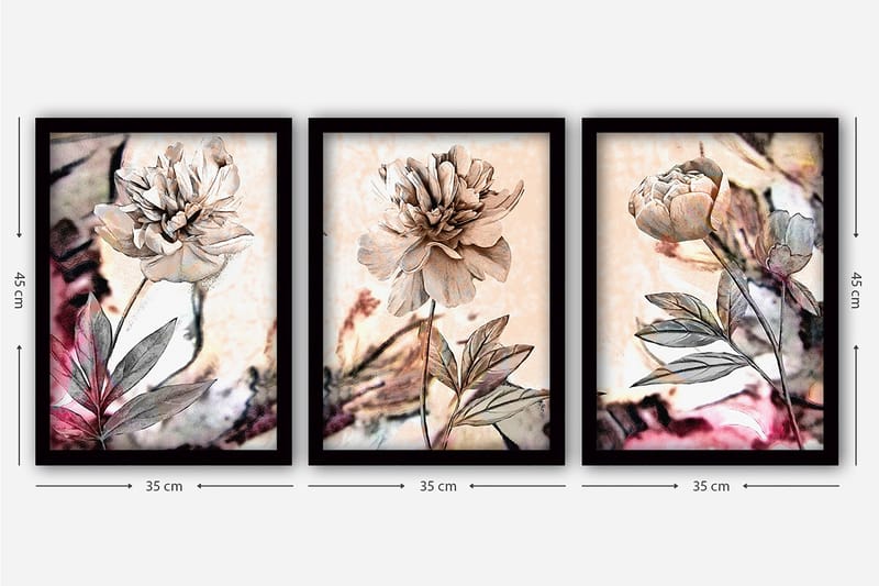 Decorative Framed Painting (3 Pieces) 35x45 - Inredning - Tavlor & konst - Canvastavlor