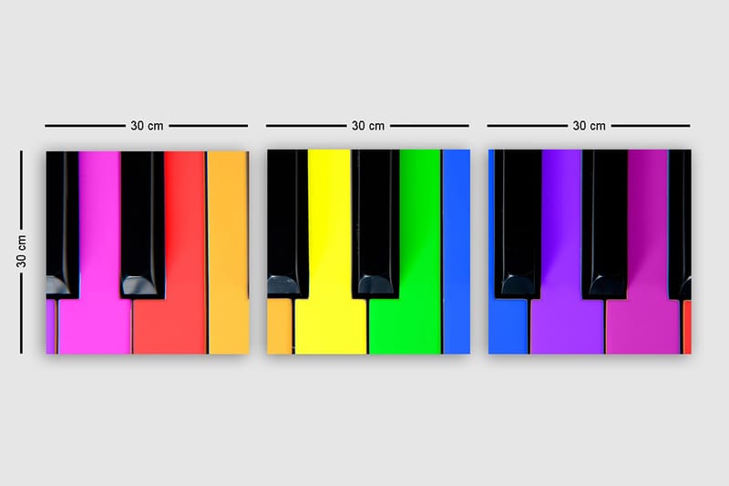 Dekorativ Canvastavla 3-Delar 30x30 cm - Flerfärgad - Canvastavlor