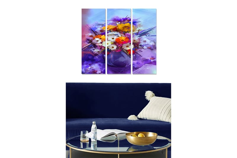 Dekorativ MDF-målning 3-Delar 20x50 cm - Flerfärgad - Canvastavlor