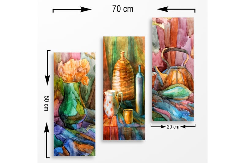Dekorativ MDF-målning 3-Delar 20x50 cm - Flerfärgad - Inredning - Tavlor & konst - Canvastavlor