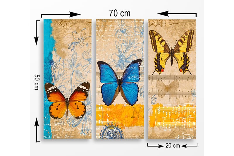 Dekorativ MDF-målning 3-Delar 20x50 cm - Flerfärgad - Canvastavlor
