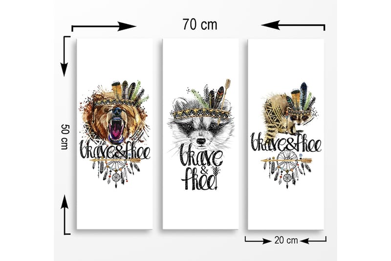 Dekorativ MDF-målning 3-Delar 20x50 cm - Flerfärgad - Inredning - Tavlor & konst - Canvastavlor