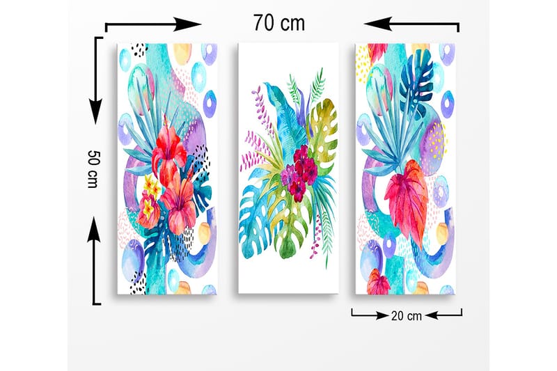 Dekorativ MDF-målning 3-Delar 20x50 cm - Flerfärgad - Inredning - Tavlor & konst - Canvastavlor