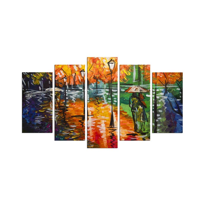 Dekorativ MDF-målning 5-Delar 20x60 cm - Flerfärgad - Canvastavlor